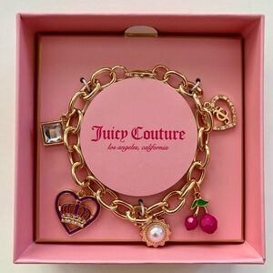 Juicy Couture Gold Bracelet with Pink and Purple Charms